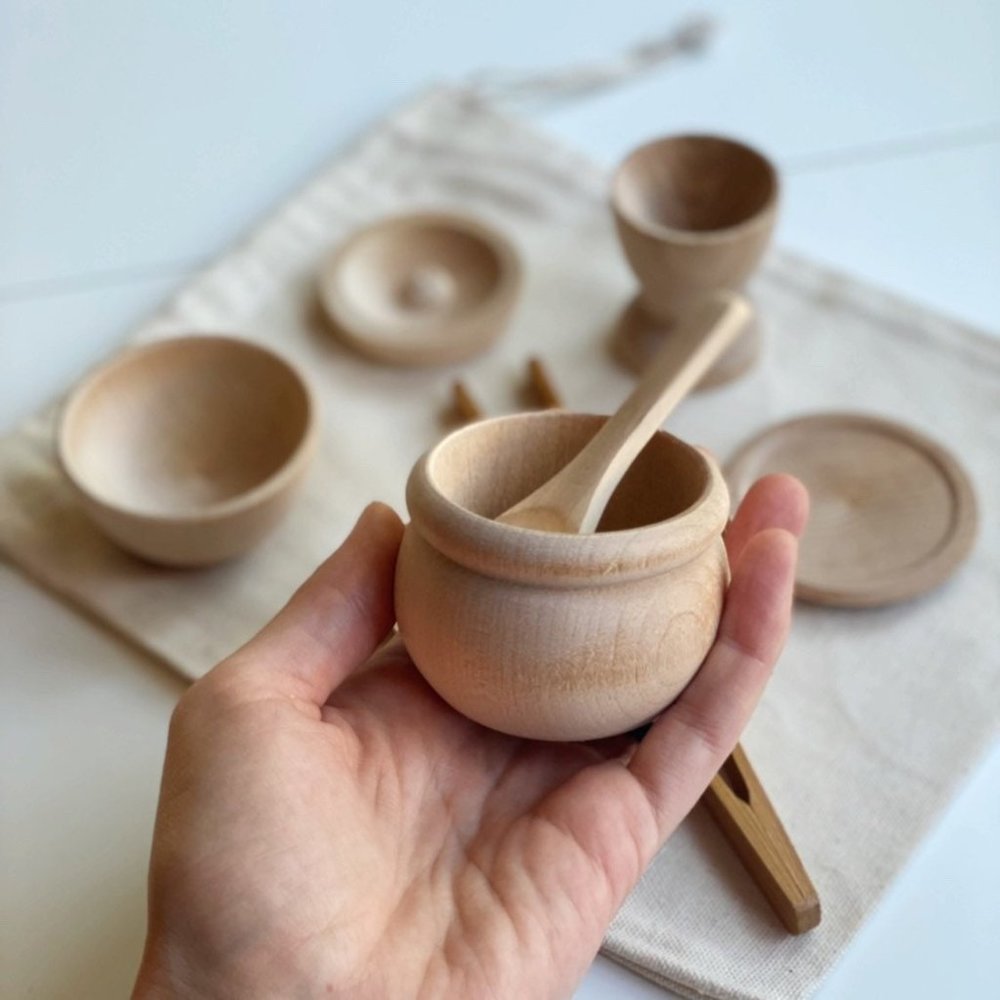 Montessori Waldorf Wooden Sensory Bin Deluxe Tools Starter Kit - Picture 4 of 7